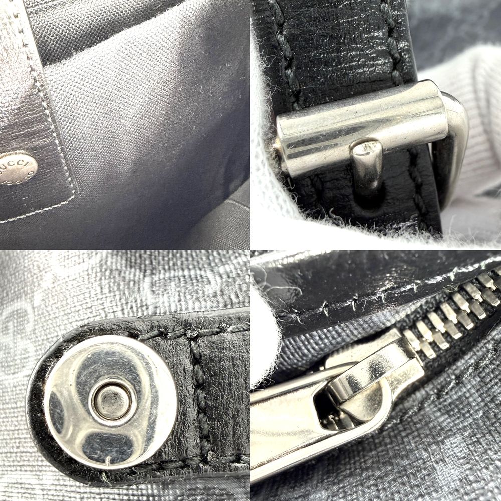 Gucci Backpack Interlocking G Medium GG Supreme Canvas Leather Gray Black Silver — view 7