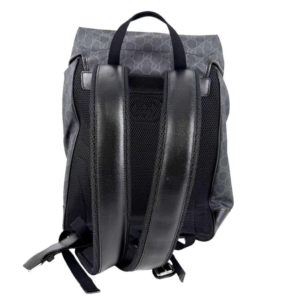 Gucci Backpack Interlocking G Medium GG Supreme Canvas Leather Gray Black Silver — view 2