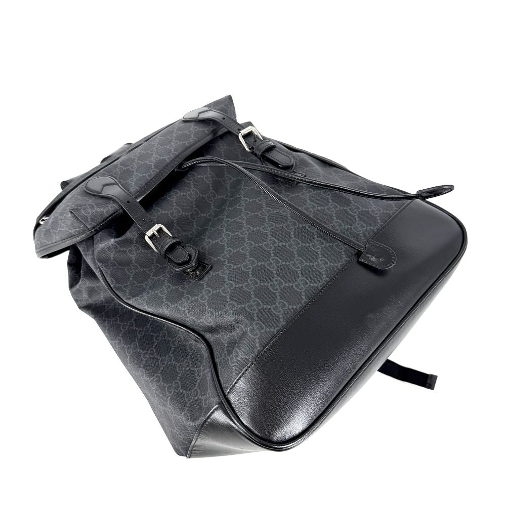 Gucci Backpack Interlocking G Medium GG Supreme Canvas Leather Gray Black Silver — view 3
