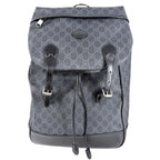 Gucci Backpack Interlocking G Medium GG Supreme Canvas Leather Gray Black Silver