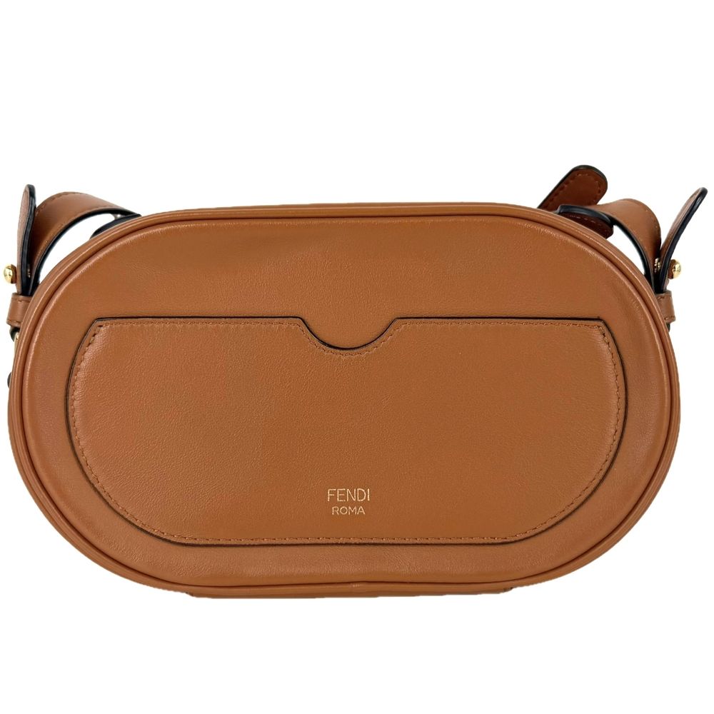 Fendi 2-Way O'lock Camera Case Shoulder Bag Crossbody Leather Brown Gold — view 2