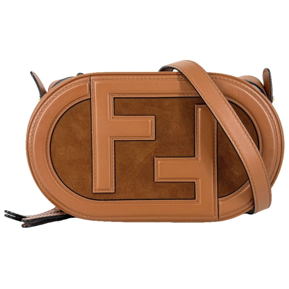 Fendi 2-Way O'lock Camera Case Shoulder Bag Crossbody Leather Brown Gold
