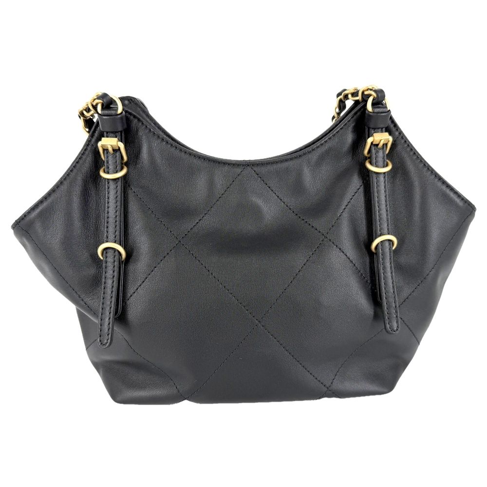 Chanel Handbag Small Shopping Bag CC Logo Turnlock Leather Black Gold — view 2