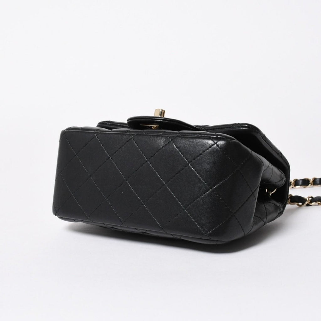 Chanel Mini Quilted 16 S Flap S Chain Shoulder Bag CC Logo Lambskin Black — view 5