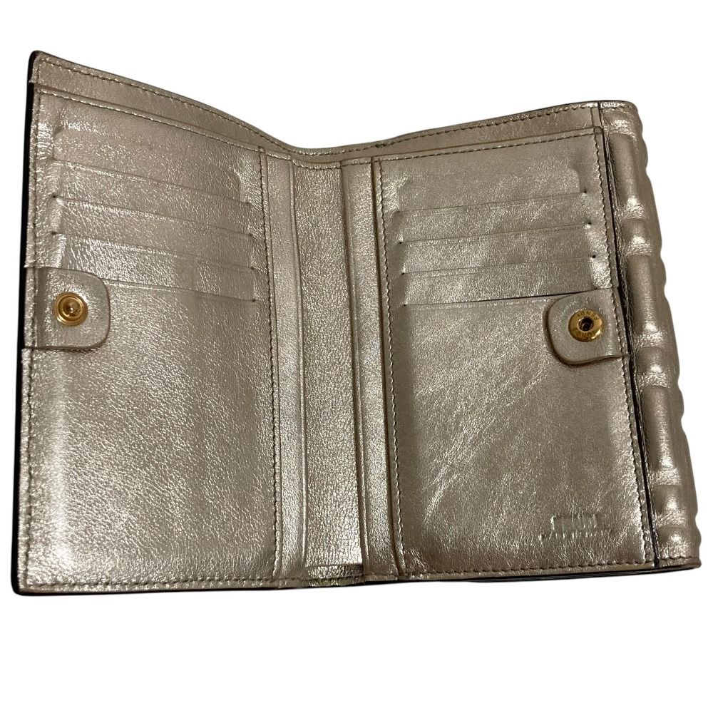 Fendi FF Pattern Medium Wallet Bifold Gold Colored — view 7