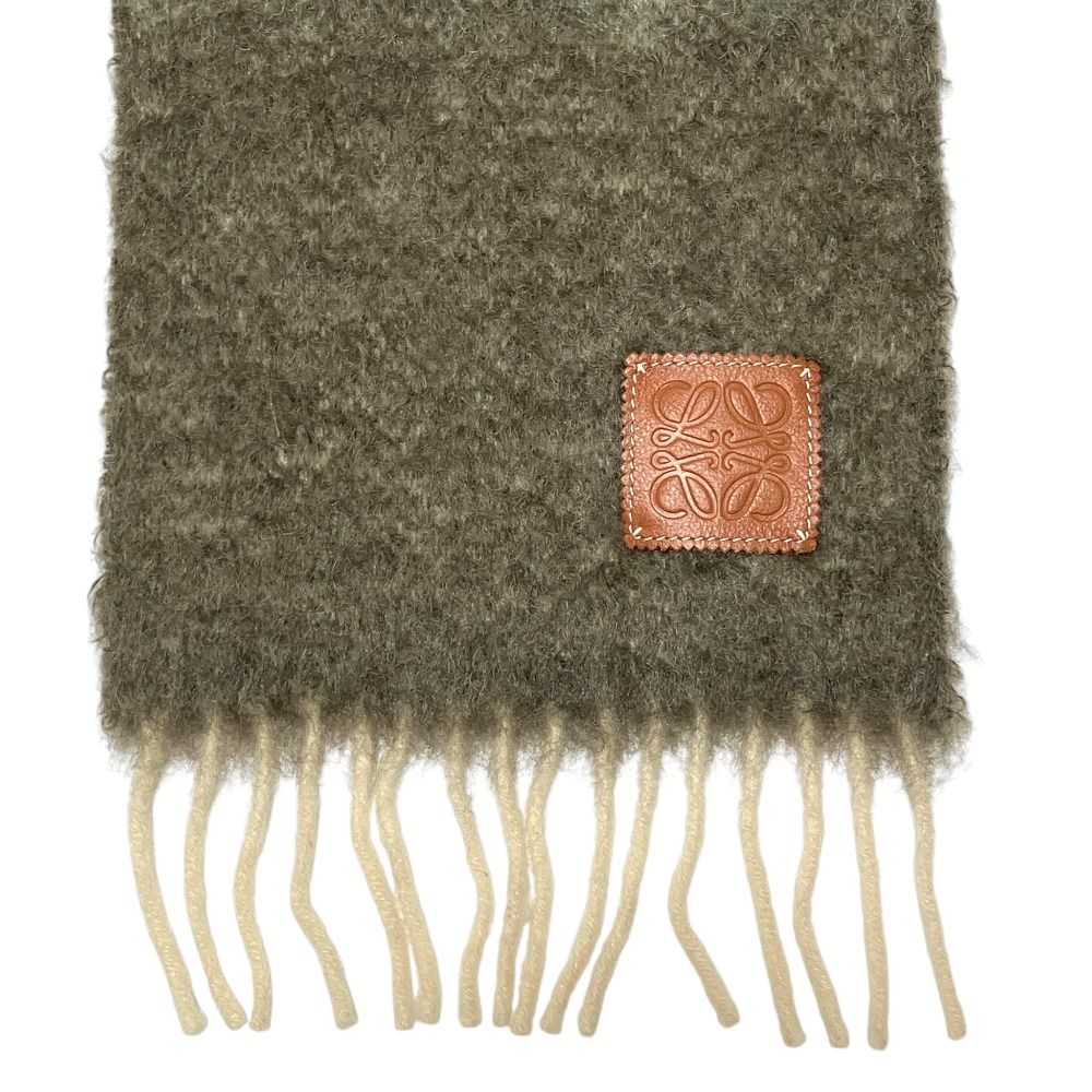 Loewe Anagram Logo Patch Mohair Wool Fringe Knit Scarf Multicolor — view 3