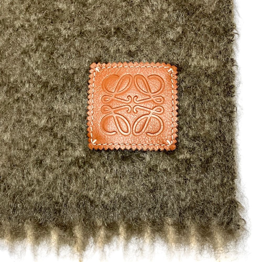 Loewe Anagram Logo Patch Mohair Wool Fringe Knit Scarf Multicolor — view 4