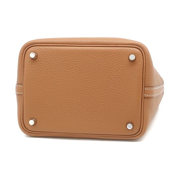 Hermes Handbag Picotin Lock 18 PM Taurillon Clemence Gold Silver Brown — view 4
