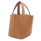 Hermes Handbag Picotin Lock 18 PM Taurillon Clemence Gold Silver Brown — view 2