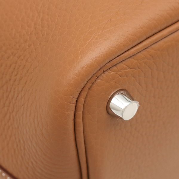 Hermes Handbag Picotin Lock 18 PM Taurillon Clemence Gold Silver Brown — view 5