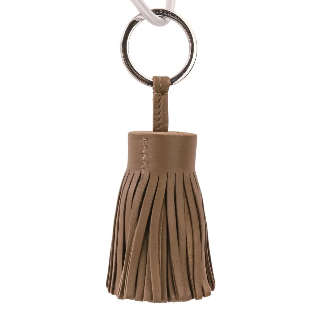 Hermes Carmen Key Sling Bag Charm Agneau Milo Etoupe Keychain — view 8