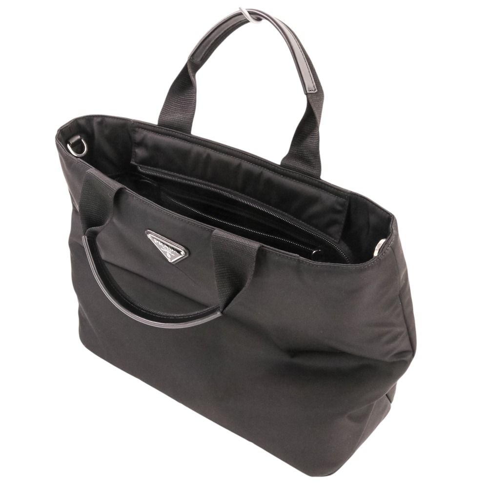 Prada Re-Nylon Pouch Shoulder Strap Triangle Logo 2-Way Handbag Black — view 7