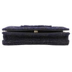 Chanel Quilted CC Logo Knit Tweed Wallet on Chain Navy Shoulder Bag — view 7