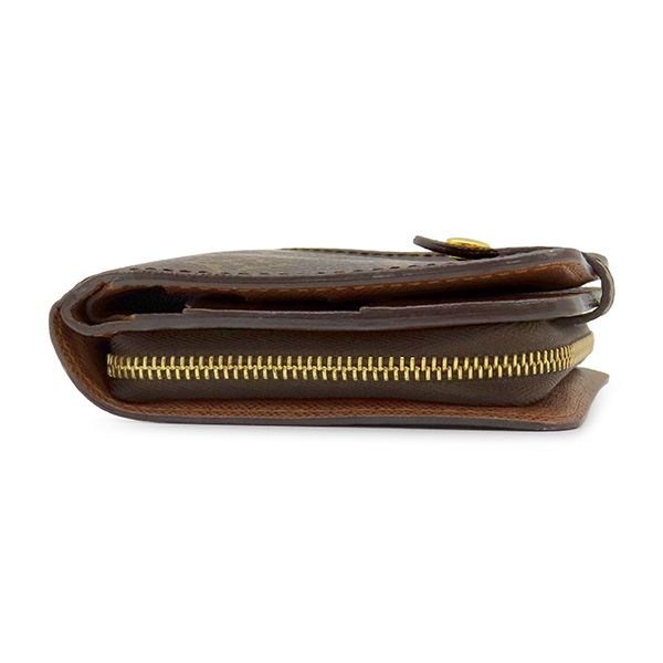 Louis Vuitton Bifold Wallet Compact Zip Monogram Canvas Gold Brown — view 3