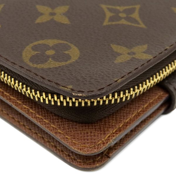 Louis Vuitton Bifold Wallet Compact Zip Monogram Canvas Gold Brown — view 4