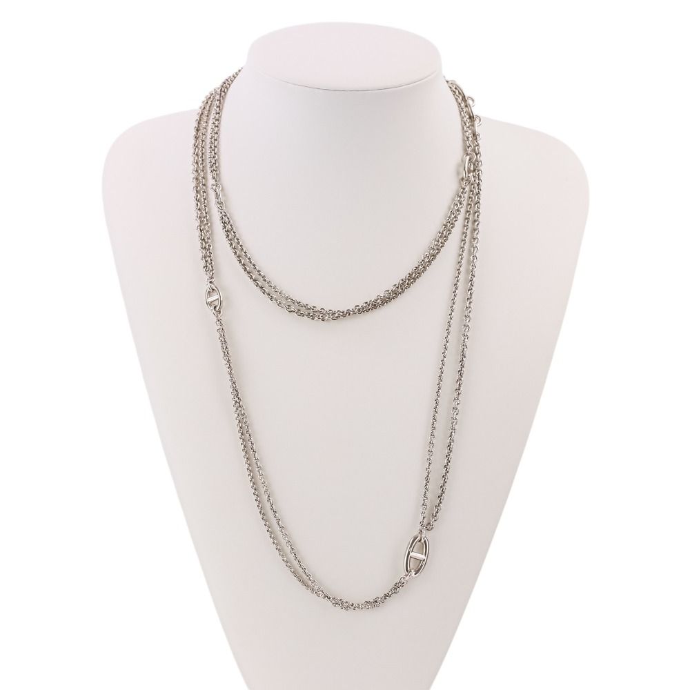 Hermes New Farandole Chaine D'ancre Long Necklace 925 120 Silver