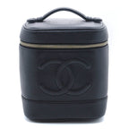 Chanel CC Logo Vertical Vanity Black Caviar Leather Handbag