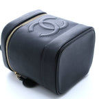Chanel CC Logo Vertical Vanity Black Caviar Leather Handbag — view 5