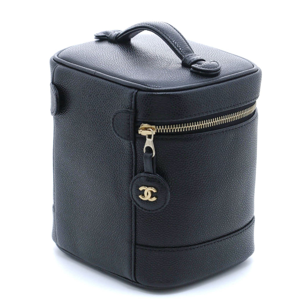 Chanel CC Logo Vertical Vanity Black Caviar Leather Handbag — view 2
