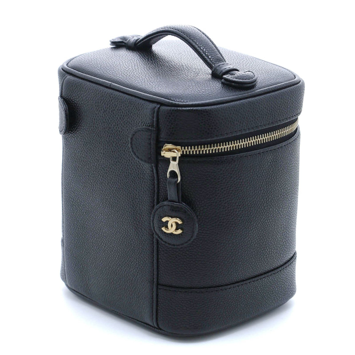 Chanel CC Logo Vertical Vanity Black Caviar Leather Handbag — view 2