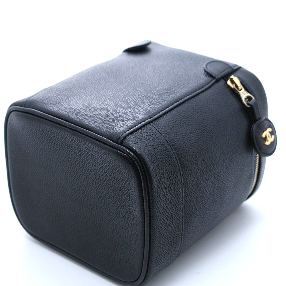 Chanel CC Logo Vertical Vanity Black Caviar Leather Handbag — view 6
