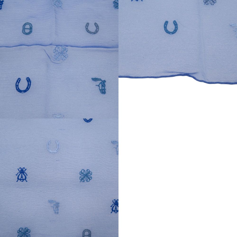 Hermes Carre 100 Multi Charm Silk Muslin Blue Scarf — view 6