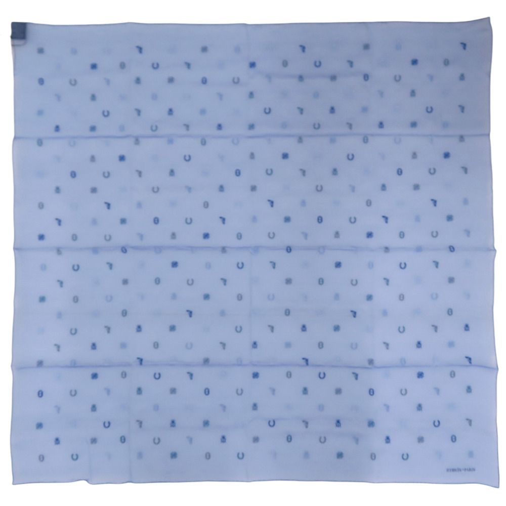 Hermes Carre 100 Multi Charm Silk Muslin Blue Scarf