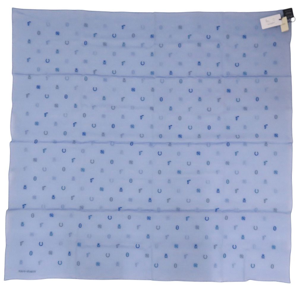 Hermes Carre 100 Multi Charm Silk Muslin Blue Scarf — view 3