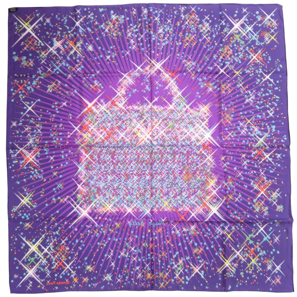 Hermes Carre 90 Magic Kelly Silk Purple Scarf — view 3