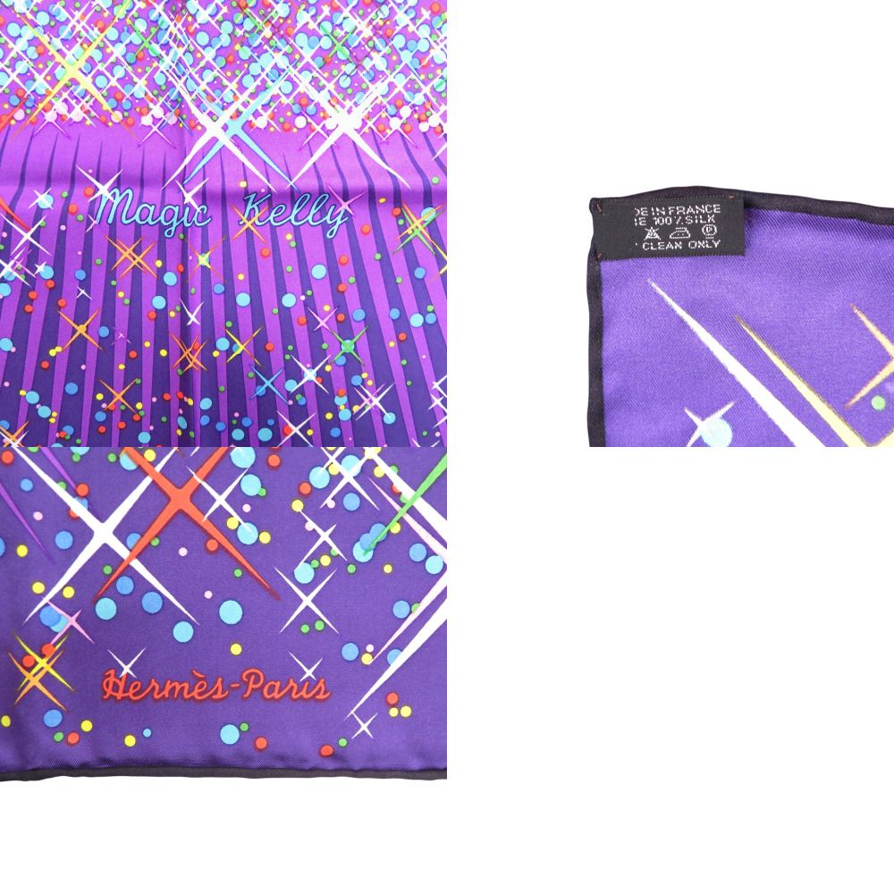 Hermes Carre 90 Magic Kelly Silk Purple Scarf — view 4