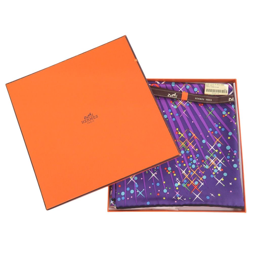 Hermes Carre 90 Magic Kelly Silk Purple Scarf — view 2