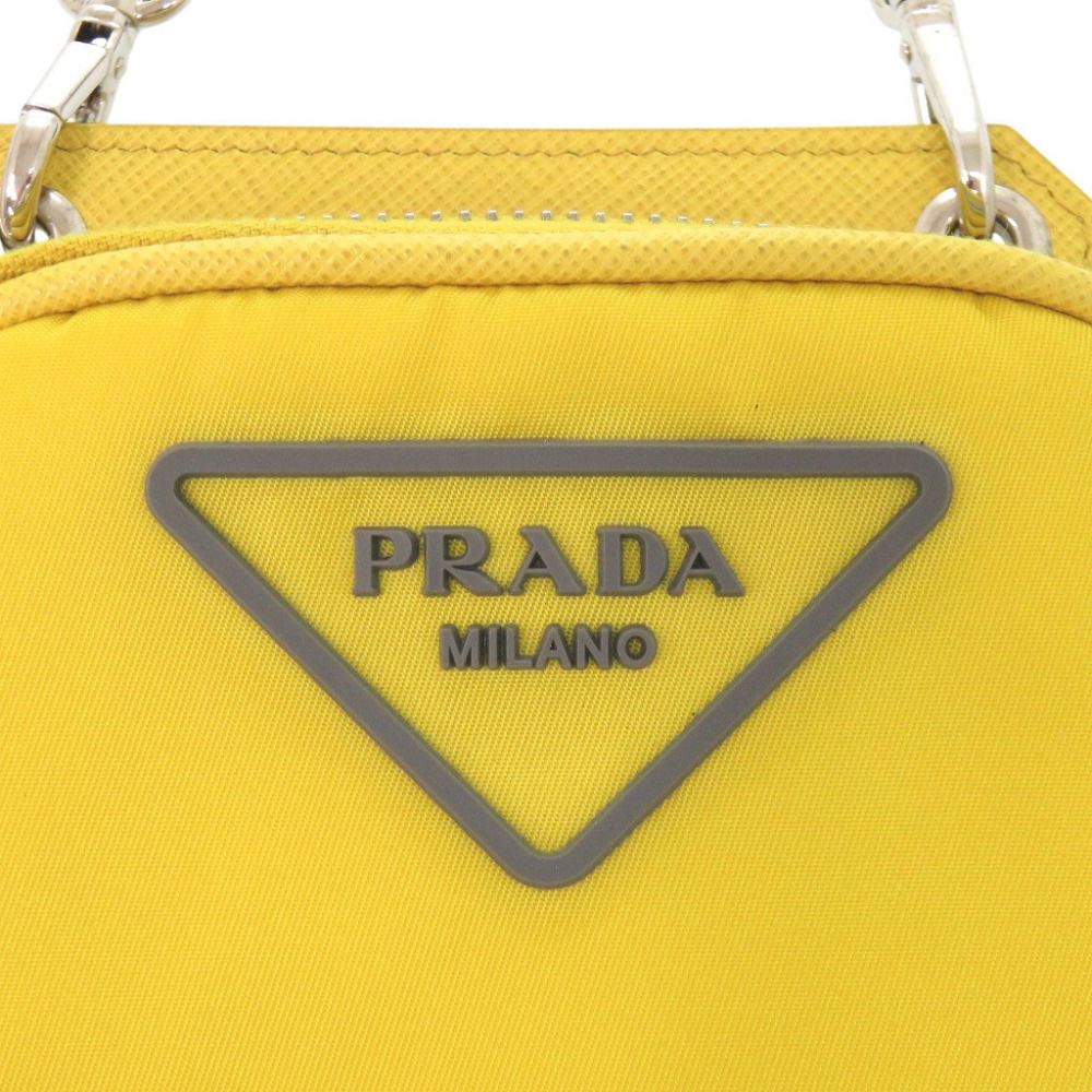Prada Triangle Nylon Leather Yellow Phone Case Shoulder Pouch — view 8