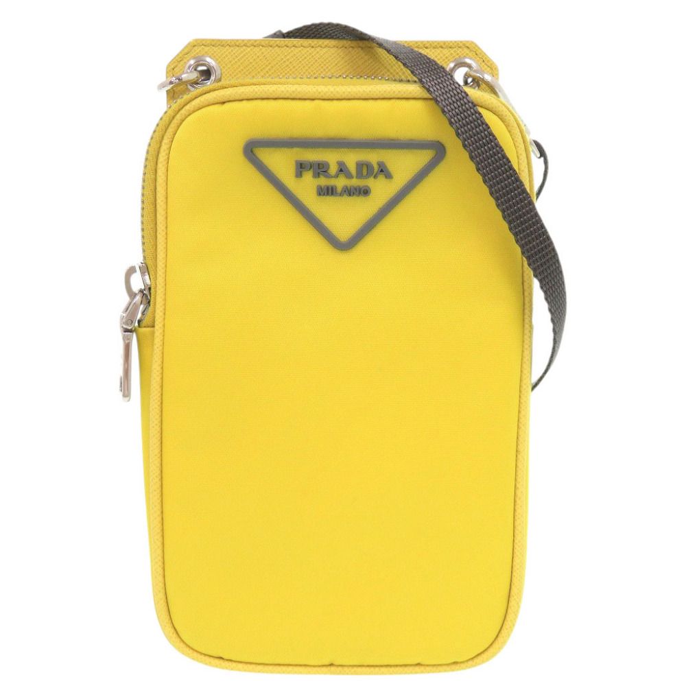 Prada Triangle Nylon Leather Yellow Phone Case Shoulder Pouch
