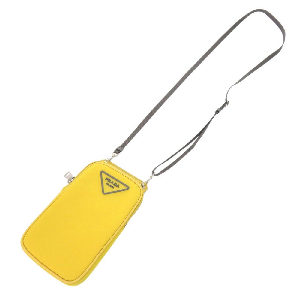 Prada Triangle Nylon Leather Yellow Phone Case Shoulder Pouch — view 4
