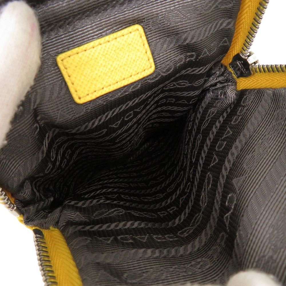 Prada Triangle Nylon Leather Yellow Phone Case Shoulder Pouch — view 5