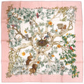 Hermes Carre 90 Au Cœur Des Bois in the Depths of the Forest Silk Pink Scarf