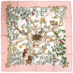 Hermes Carre 90 Au Cœur Des Bois in the Depths of the Forest Silk Pink Scarf