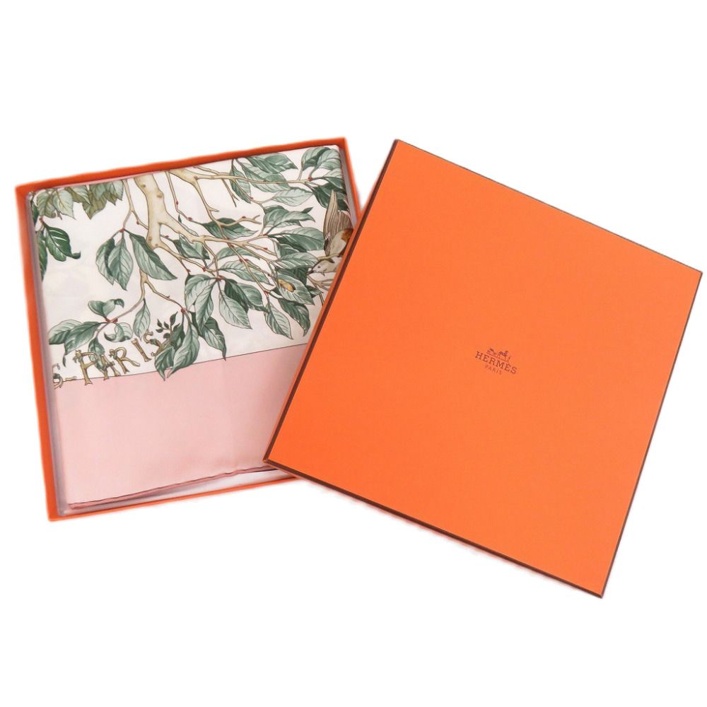 Hermes Carre 90 Au Cœur Des Bois in the Depths of the Forest Silk Pink Scarf — view 2