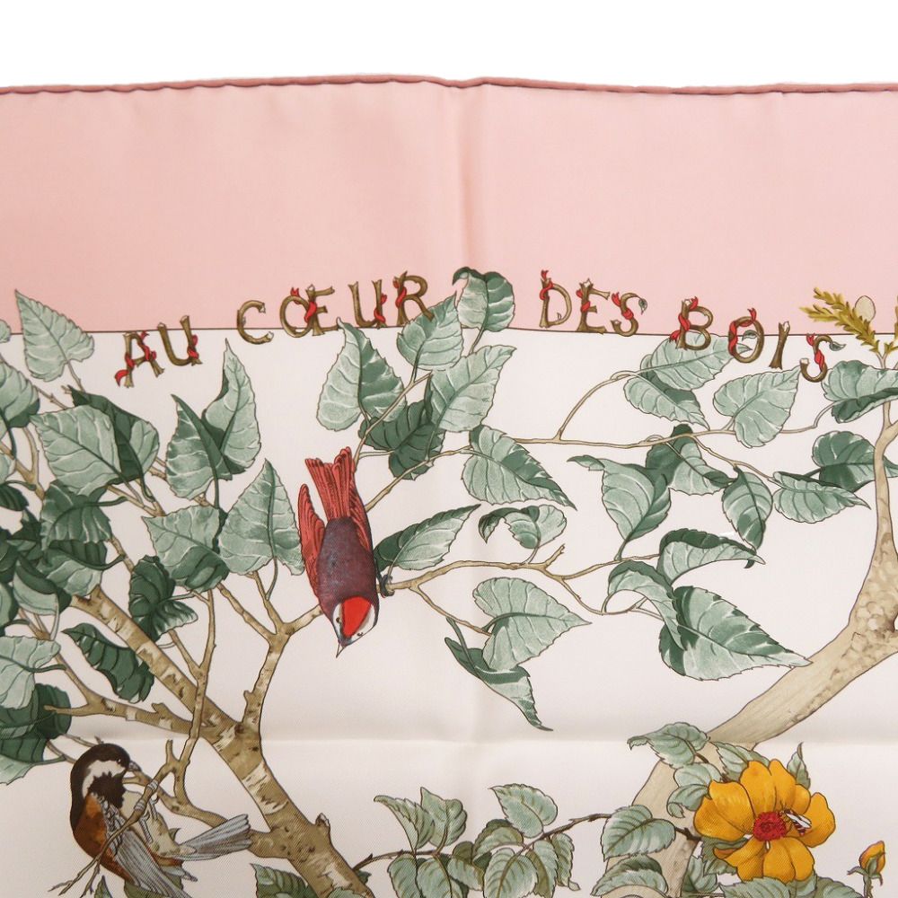 Hermes Carre 90 Au Cœur Des Bois in the Depths of the Forest Silk Pink Scarf — view 4