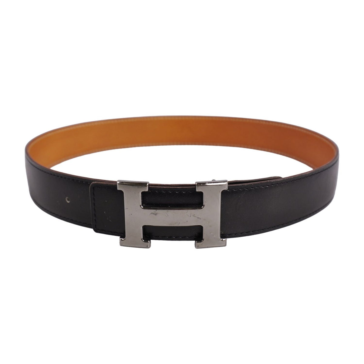 Hermes Vintage Belt Leather Reversible H Logo Constance Black — view 2