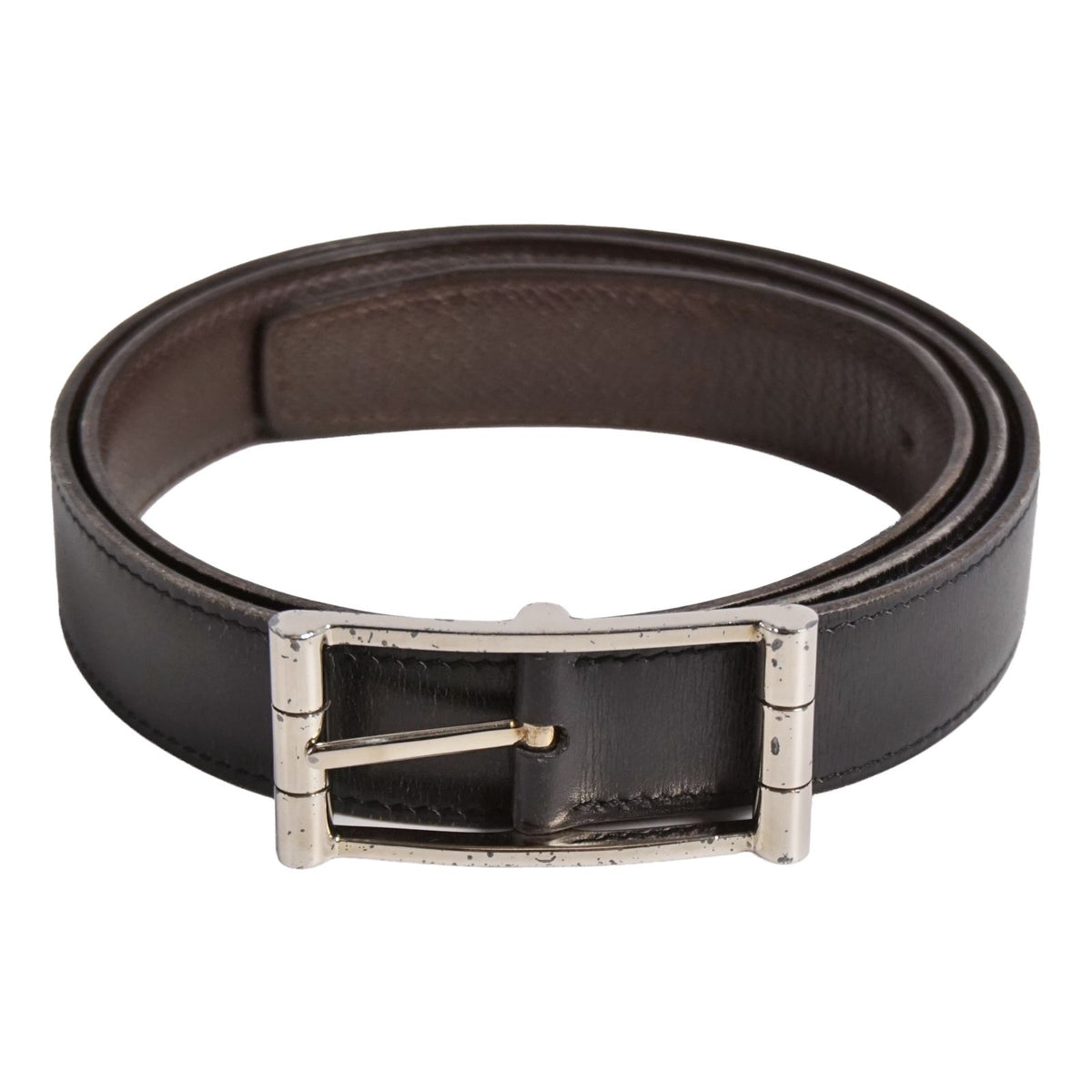 Hermes Belt Reversible Leather Buckle 85 Black