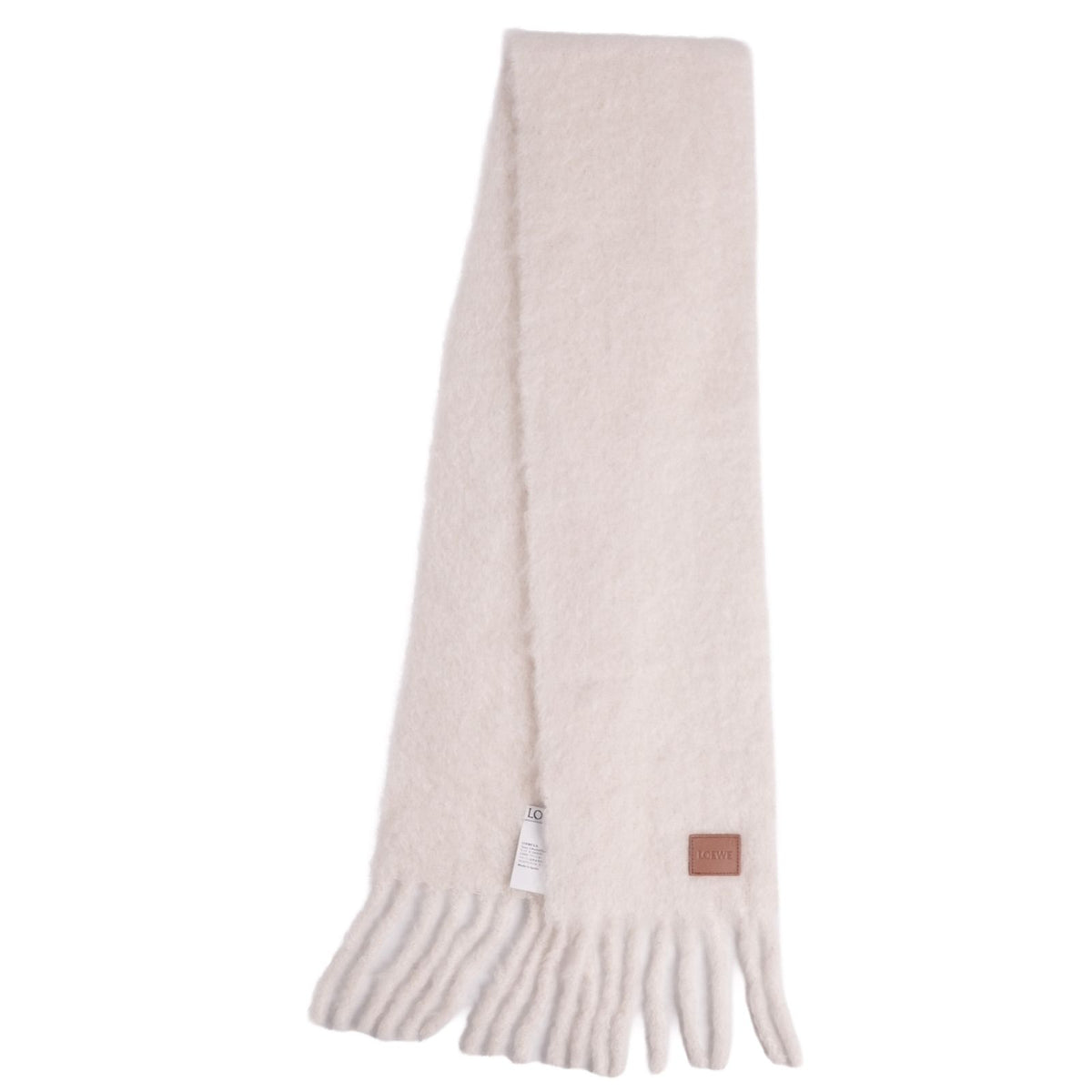 Loewe Scarf Shawl Fringe Wool Mohair White