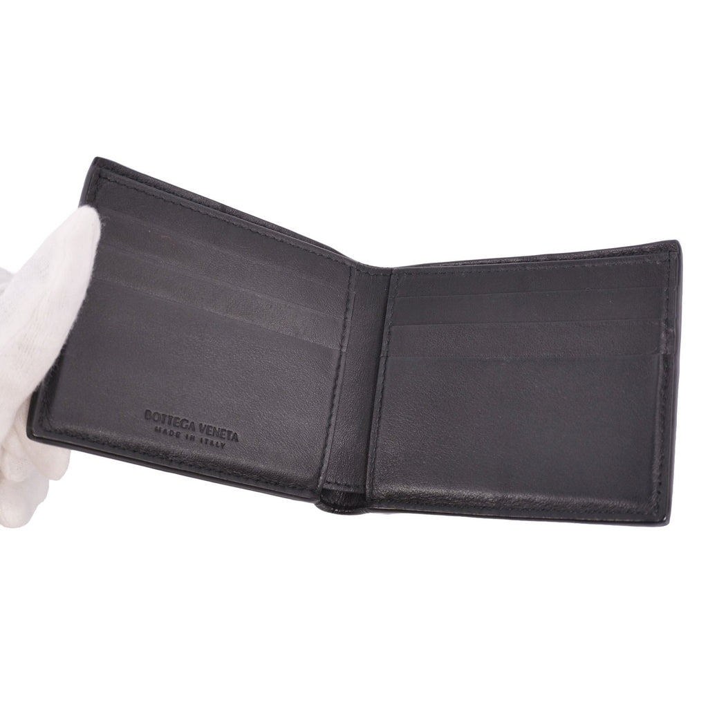 Bottega Veneta Wallet Bifold Compact Intrecciato Leather Black — view 4