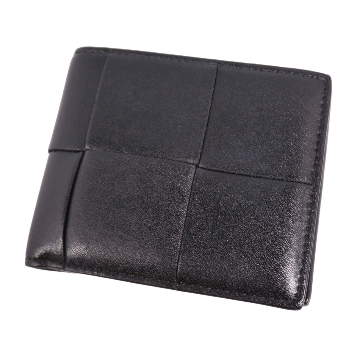 Bottega Veneta Wallet Bifold Compact Intrecciato Leather Black