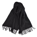 Hermes Scarf Shawl Fringe Cashmere Black — view 3