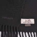 Hermes Scarf Shawl Fringe Cashmere Black — view 5