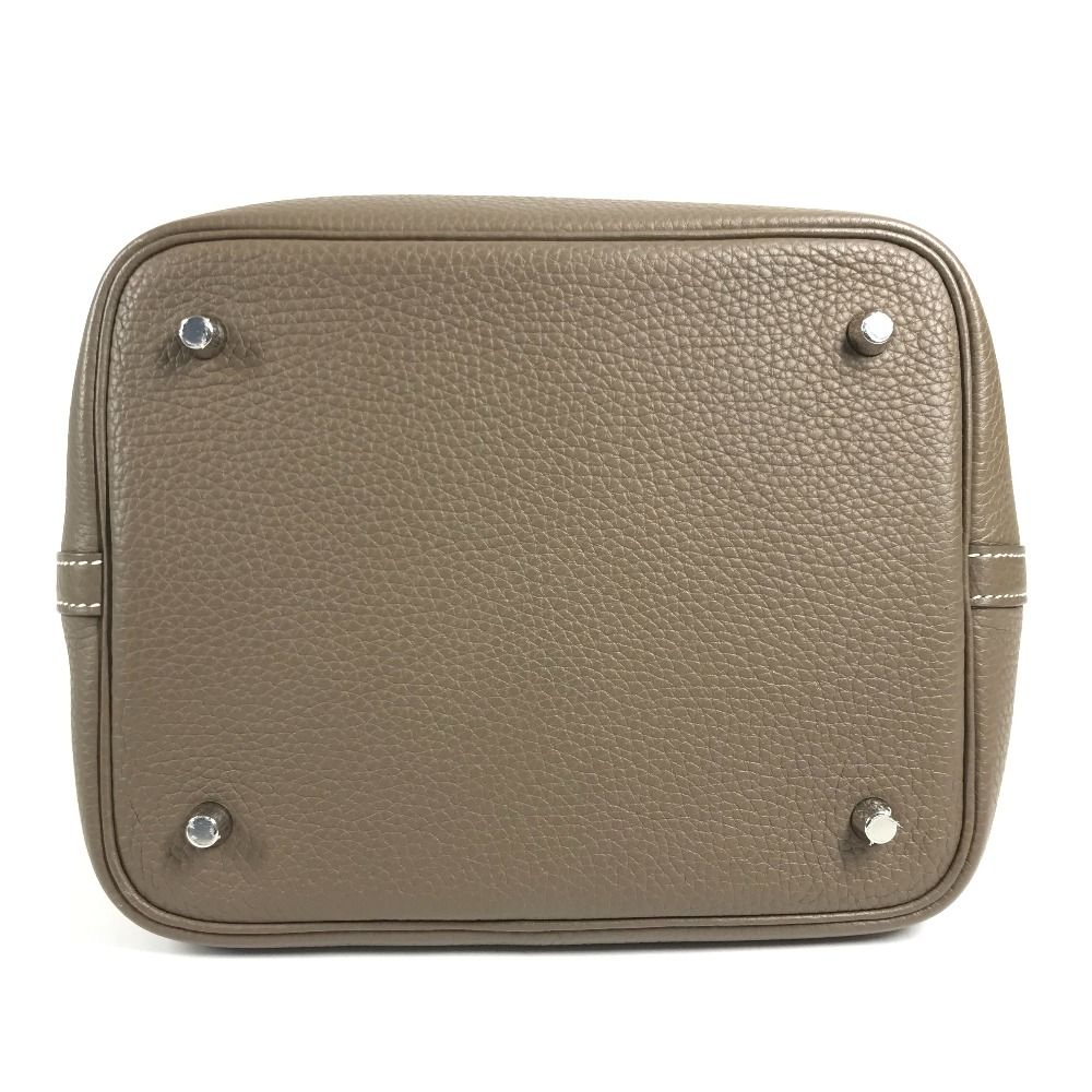 Hermes Handbag Picotin Lock MM 22 Taurillon Clemence Etoupe Gray — view 5