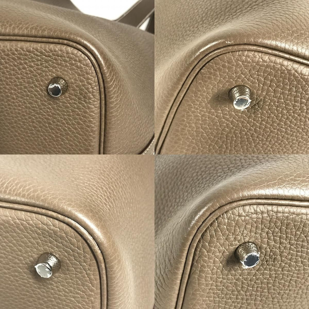 Hermes Handbag Picotin Lock MM 22 Taurillon Clemence Etoupe Gray — view 6