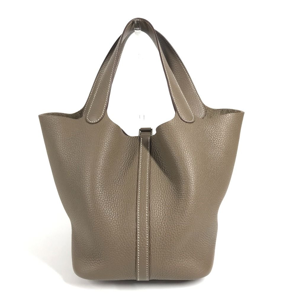 Hermes Handbag Picotin Lock MM 22 Taurillon Clemence Etoupe Gray — view 2
