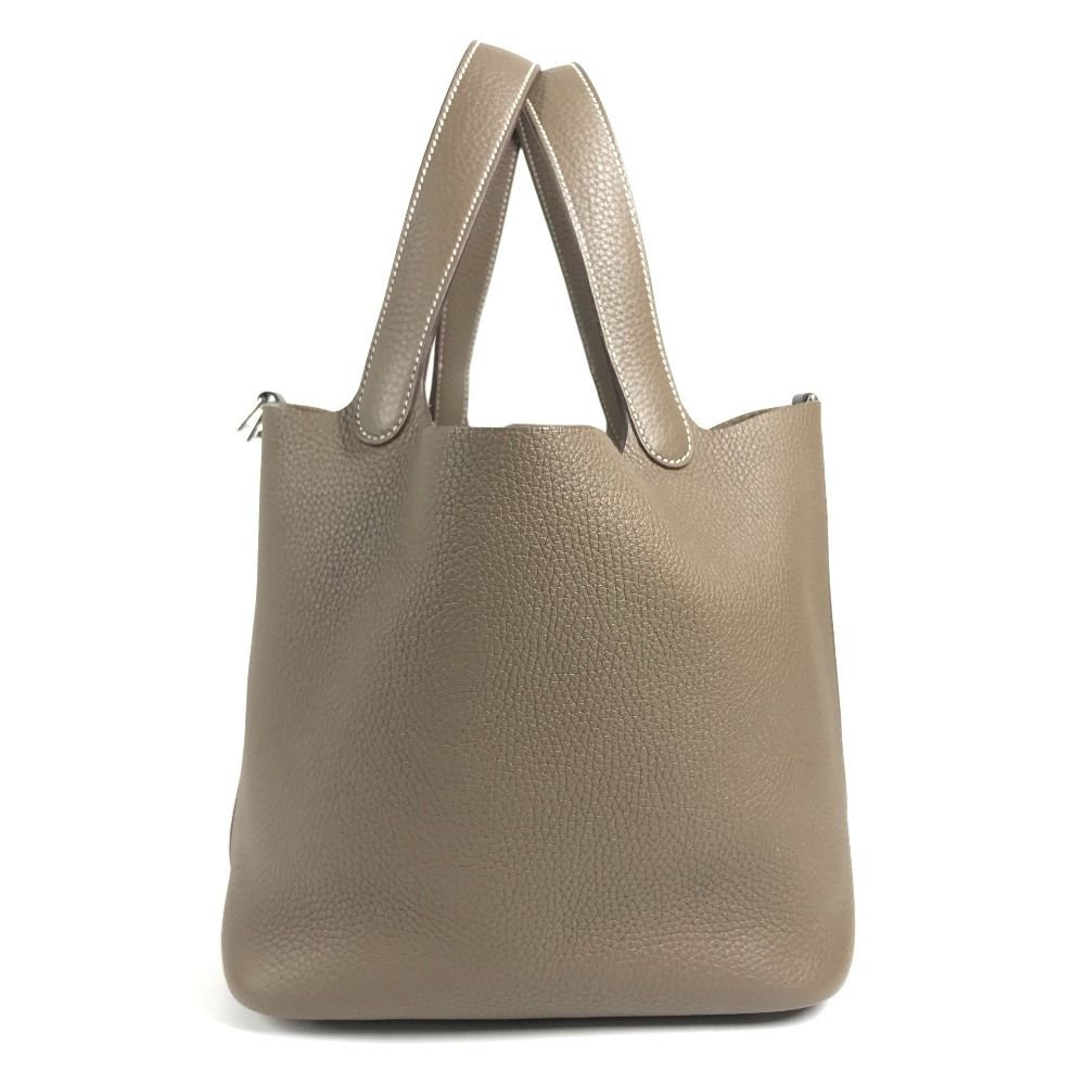 Hermes Handbag Picotin Lock MM 22 Taurillon Clemence Etoupe Gray — view 4